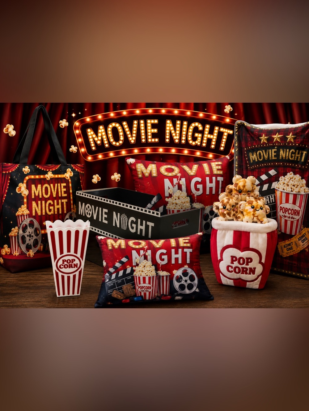 Movie Night Gift Basket Bundle – Blanket, Pillows & More-NEW
